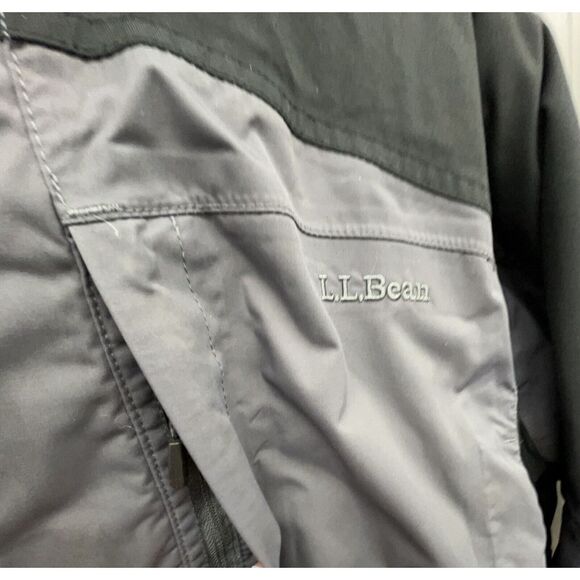 LL Bean Jacket Men L Grey Black Rugged Ridge Parka Weatherproof Coat NO Hood - Picture 5 of 16